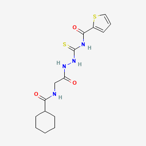 molecular formula C15H20N4O3S2 B5219829 N-[(2-{[(cyclohexylcarbonyl)amino]acetyl}hydrazino)carbonothioyl]-2-thiophenecarboxamide 