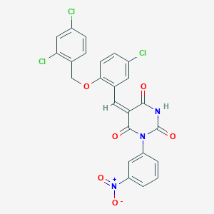 molecular formula C24H14Cl3N3O6 B5219866 5-{5-chloro-2-[(2,4-dichlorobenzyl)oxy]benzylidene}-1-(3-nitrophenyl)-2,4,6(1H,3H,5H)-pyrimidinetrione 