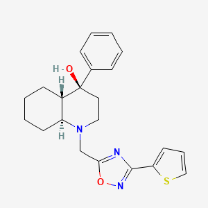molecular formula C22H25N3O2S B5219907 (4S*,4aS*,8aS*)-4-phenyl-1-{[3-(2-thienyl)-1,2,4-oxadiazol-5-yl]methyl}decahydro-4-quinolinol 