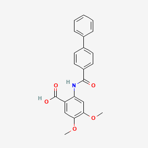 molecular formula C22H19NO5 B5219951 2-[(4-biphenylylcarbonyl)amino]-4,5-dimethoxybenzoic acid 