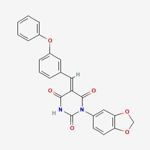 molecular formula C24H16N2O6 B5219977 1-(1,3-benzodioxol-5-yl)-5-(3-phenoxybenzylidene)-2,4,6(1H,3H,5H)-pyrimidinetrione 