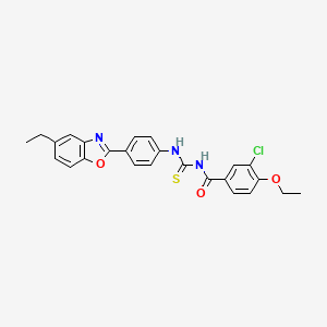 molecular formula C25H22ClN3O3S B5220016 3-chloro-4-ethoxy-N-({[4-(5-ethyl-1,3-benzoxazol-2-yl)phenyl]amino}carbonothioyl)benzamide 
