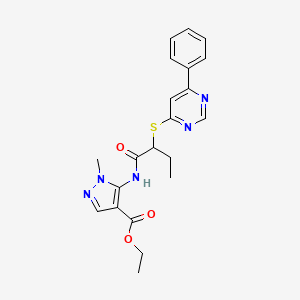 ethyl 1-methyl-5-({2-[(6-phenyl-4-pyrimidinyl)thio]butanoyl}amino)-1H-pyrazole-4-carboxylate