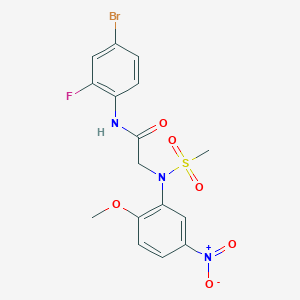 molecular formula C16H15BrFN3O6S B5220106 N~1~-(4-bromo-2-fluorophenyl)-N~2~-(2-methoxy-5-nitrophenyl)-N~2~-(methylsulfonyl)glycinamide 