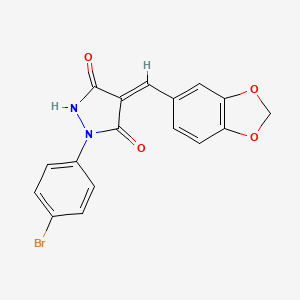 molecular formula C17H11BrN2O4 B5220110 4-(1,3-benzodioxol-5-ylmethylene)-1-(4-bromophenyl)-3,5-pyrazolidinedione 