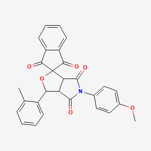 molecular formula C28H21NO6 B5220119 5-(4-methoxyphenyl)-3-(2-methylphenyl)-3a,6a-dihydrospiro[furo[3,4-c]pyrrole-1,2'-indene]-1',3',4,6(3H,5H)-tetrone 