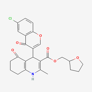 molecular formula C25H24ClNO6 B5220123 tetrahydro-2-furanylmethyl 4-(6-chloro-4-oxo-4H-chromen-3-yl)-2-methyl-5-oxo-1,4,5,6,7,8-hexahydro-3-quinolinecarboxylate 