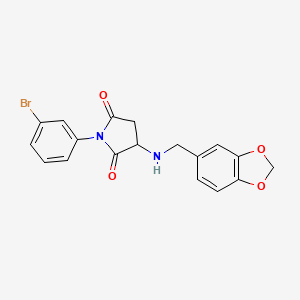 molecular formula C18H15BrN2O4 B5220147 3-[(1,3-benzodioxol-5-ylmethyl)amino]-1-(3-bromophenyl)-2,5-pyrrolidinedione 