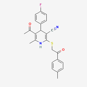 5-acetyl-4-(4-fluorophenyl)-6-methyl-2-{[2-(4-methylphenyl)-2-oxoethyl]thio}-1,4-dihydro-3-pyridinecarbonitrile