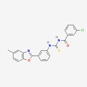 molecular formula C22H16ClN3O2S B5220170 3-chloro-N-({[3-(5-methyl-1,3-benzoxazol-2-yl)phenyl]amino}carbonothioyl)benzamide 