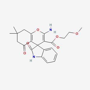 2-methoxyethyl 2-amino-7,7-dimethyl-2',5-dioxo-1',2',5,6,7,8-hexahydrospiro[chromene-4,3'-indole]-3-carboxylate