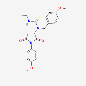 molecular formula C23H27N3O4S B5220247 N-[1-(4-ethoxyphenyl)-2,5-dioxo-3-pyrrolidinyl]-N'-ethyl-N-(4-methoxybenzyl)thiourea 