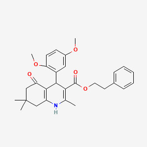 molecular formula C29H33NO5 B5220256 2-phenylethyl 4-(2,5-dimethoxyphenyl)-2,7,7-trimethyl-5-oxo-1,4,5,6,7,8-hexahydro-3-quinolinecarboxylate 