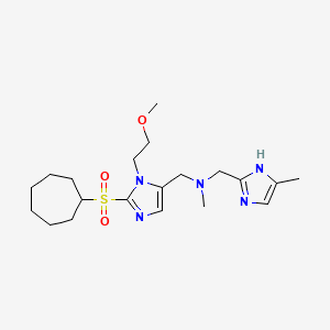 molecular formula C20H33N5O3S B5220265 1-[2-(cycloheptylsulfonyl)-1-(2-methoxyethyl)-1H-imidazol-5-yl]-N-methyl-N-[(4-methyl-1H-imidazol-2-yl)methyl]methanamine 
