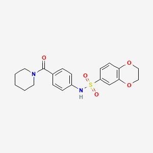 molecular formula C20H22N2O5S B5220275 N-[4-(1-piperidinylcarbonyl)phenyl]-2,3-dihydro-1,4-benzodioxine-6-sulfonamide 