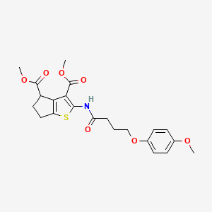 molecular formula C22H25NO7S B5220291 dimethyl 2-{[4-(4-methoxyphenoxy)butanoyl]amino}-5,6-dihydro-4H-cyclopenta[b]thiophene-3,4-dicarboxylate 