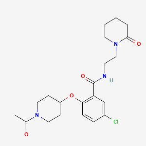 molecular formula C21H28ClN3O4 B5220315 2-[(1-acetyl-4-piperidinyl)oxy]-5-chloro-N-[2-(2-oxo-1-piperidinyl)ethyl]benzamide 
