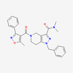 molecular formula C27H27N5O3 B5220331 1-benzyl-N,N-dimethyl-5-[(5-methyl-3-phenyl-4-isoxazolyl)carbonyl]-4,5,6,7-tetrahydro-1H-pyrazolo[4,3-c]pyridine-3-carboxamide 