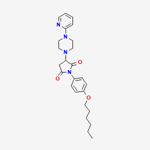 molecular formula C25H32N4O3 B5220339 1-[4-(hexyloxy)phenyl]-3-[4-(2-pyridinyl)-1-piperazinyl]-2,5-pyrrolidinedione 