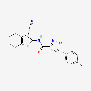 molecular formula C20H17N3O2S B5220445 N-(3-cyano-4,5,6,7-tetrahydro-1-benzothien-2-yl)-5-(4-methylphenyl)-3-isoxazolecarboxamide 