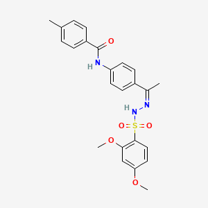 molecular formula C24H25N3O5S B5220460 N-(4-{N-[(2,4-dimethoxyphenyl)sulfonyl]ethanehydrazonoyl}phenyl)-4-methylbenzamide 