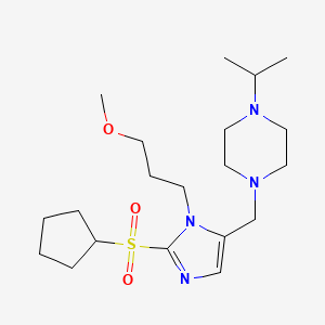 molecular formula C20H36N4O3S B5220468 1-{[2-(cyclopentylsulfonyl)-1-(3-methoxypropyl)-1H-imidazol-5-yl]methyl}-4-isopropylpiperazine 