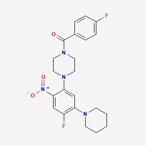 molecular formula C22H24F2N4O3 B5220498 1-(4-fluorobenzoyl)-4-[4-fluoro-2-nitro-5-(1-piperidinyl)phenyl]piperazine 