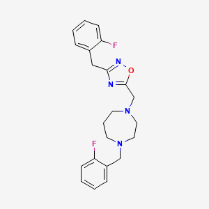 molecular formula C22H24F2N4O B5220513 1-(2-fluorobenzyl)-4-{[3-(2-fluorobenzyl)-1,2,4-oxadiazol-5-yl]methyl}-1,4-diazepane 