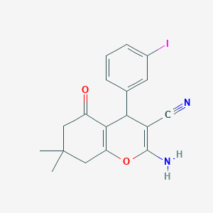 molecular formula C18H17IN2O2 B5220524 2-amino-4-(3-iodophenyl)-7,7-dimethyl-5-oxo-5,6,7,8-tetrahydro-4H-chromene-3-carbonitrile 