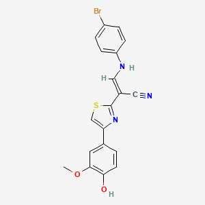 molecular formula C19H14BrN3O2S B5220525 3-[(4-bromophenyl)amino]-2-[4-(4-hydroxy-3-methoxyphenyl)-1,3-thiazol-2-yl]acrylonitrile 