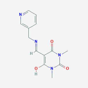 molecular formula C13H14N4O3 B5220533 1,3-dimethyl-5-{[(3-pyridinylmethyl)amino]methylene}-2,4,6(1H,3H,5H)-pyrimidinetrione 