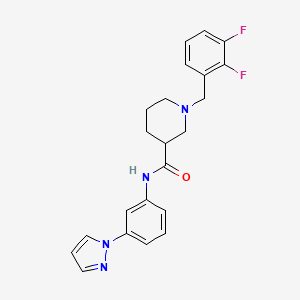 molecular formula C22H22F2N4O B5220539 1-(2,3-difluorobenzyl)-N-[3-(1H-pyrazol-1-yl)phenyl]-3-piperidinecarboxamide 