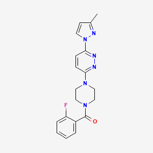 molecular formula C19H19FN6O B5220601 3-[4-(2-fluorobenzoyl)-1-piperazinyl]-6-(3-methyl-1H-pyrazol-1-yl)pyridazine 