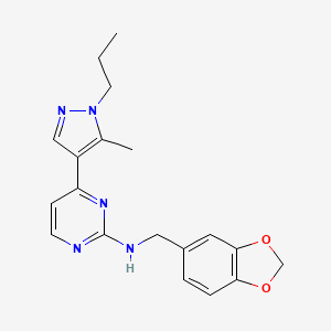 molecular formula C19H21N5O2 B5220617 N-(1,3-benzodioxol-5-ylmethyl)-4-(5-methyl-1-propyl-1H-pyrazol-4-yl)-2-pyrimidinamine 