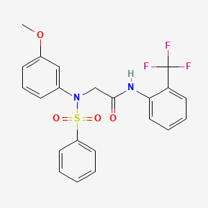 molecular formula C22H19F3N2O4S B5220642 N~2~-(3-methoxyphenyl)-N~2~-(phenylsulfonyl)-N~1~-[2-(trifluoromethyl)phenyl]glycinamide 