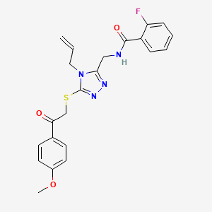 molecular formula C22H21FN4O3S B5220656 N-[(4-allyl-5-{[2-(4-methoxyphenyl)-2-oxoethyl]thio}-4H-1,2,4-triazol-3-yl)methyl]-2-fluorobenzamide 