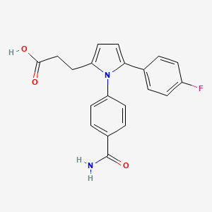 molecular formula C20H17FN2O3 B5220718 3-[1-[4-(aminocarbonyl)phenyl]-5-(4-fluorophenyl)-1H-pyrrol-2-yl]propanoic acid 
