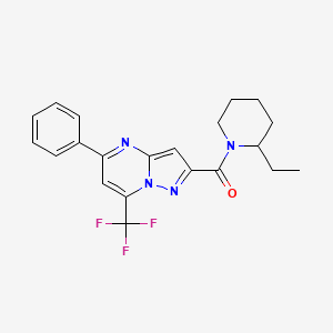 molecular formula C21H21F3N4O B5220721 2-[(2-ethyl-1-piperidinyl)carbonyl]-5-phenyl-7-(trifluoromethyl)pyrazolo[1,5-a]pyrimidine 