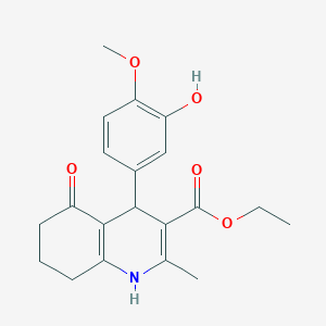 molecular formula C20H23NO5 B5220728 ethyl 4-(3-hydroxy-4-methoxyphenyl)-2-methyl-5-oxo-1,4,5,6,7,8-hexahydro-3-quinolinecarboxylate 