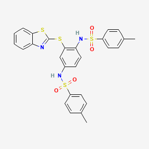 molecular formula C27H23N3O4S4 B5220831 N,N'-[2-(1,3-benzothiazol-2-ylthio)-1,4-phenylene]bis(4-methylbenzenesulfonamide) 