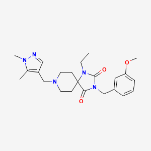 molecular formula C23H31N5O3 B5220873 8-[(1,5-dimethyl-1H-pyrazol-4-yl)methyl]-1-ethyl-3-(3-methoxybenzyl)-1,3,8-triazaspiro[4.5]decane-2,4-dione 