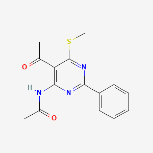 molecular formula C15H15N3O2S B5220918 N-[5-acetyl-6-(methylthio)-2-phenyl-4-pyrimidinyl]acetamide 