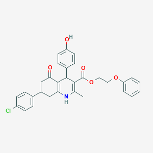 2-phenoxyethyl 7-(4-chlorophenyl)-4-(4-hydroxyphenyl)-2-methyl-5-oxo-1,4,5,6,7,8-hexahydro-3-quinolinecarboxylate