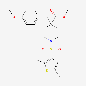 molecular formula C22H29NO5S2 B5220973 ethyl 1-[(2,5-dimethyl-3-thienyl)sulfonyl]-4-(4-methoxybenzyl)-4-piperidinecarboxylate 