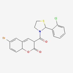 molecular formula C19H15BrClNO3S B5220990 6-bromo-3-{[2-(2-chlorophenyl)-1,3-thiazolidin-3-yl]carbonyl}-3,8a-dihydro-2H-chromen-2-one 