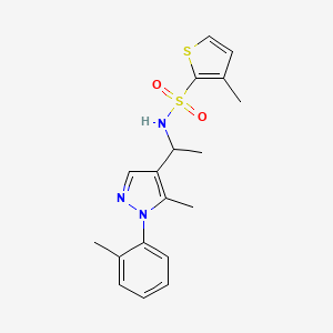 molecular formula C18H21N3O2S2 B5221001 3-methyl-N-{1-[5-methyl-1-(2-methylphenyl)-1H-pyrazol-4-yl]ethyl}-2-thiophenesulfonamide 
