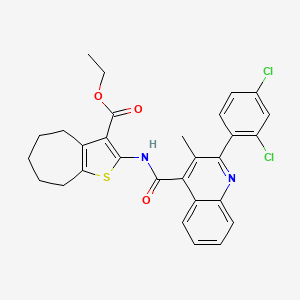 molecular formula C29H26Cl2N2O3S B5221024 ethyl 2-({[2-(2,4-dichlorophenyl)-3-methyl-4-quinolinyl]carbonyl}amino)-5,6,7,8-tetrahydro-4H-cyclohepta[b]thiophene-3-carboxylate 