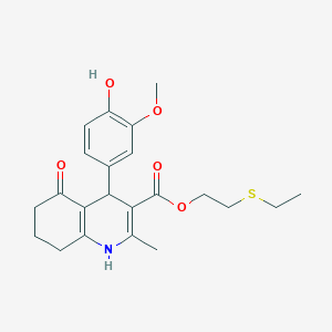 molecular formula C22H27NO5S B5221189 2-(ethylthio)ethyl 4-(4-hydroxy-3-methoxyphenyl)-2-methyl-5-oxo-1,4,5,6,7,8-hexahydro-3-quinolinecarboxylate 