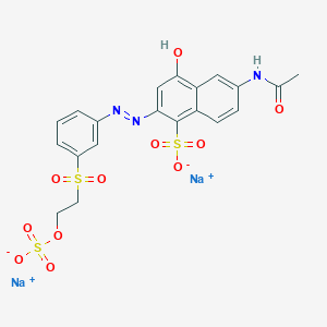 molecular formula C₂₀H₁₇N₃Na₂O₁₁S₃ B052212 Disodium 6-acetamido-4-hydroxy-3-((3-((2-(sulphonatooxy)ethyl)sulphonyl)phenyl)azo)naphthalene-2-sulphonate CAS No. 12225-83-1