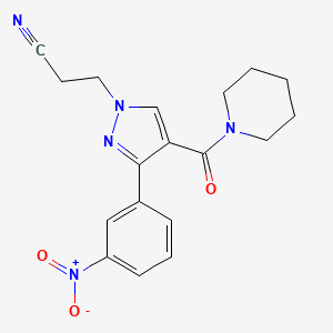 molecular formula C18H19N5O3 B5221258 3-[3-(3-nitrophenyl)-4-(1-piperidinylcarbonyl)-1H-pyrazol-1-yl]propanenitrile 